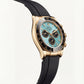 Turquoise Gold Chronograph Rubber Strap Men’s Watch