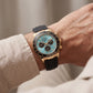 Turquoise Gold Chronograph Rubber Strap Men’s Watch