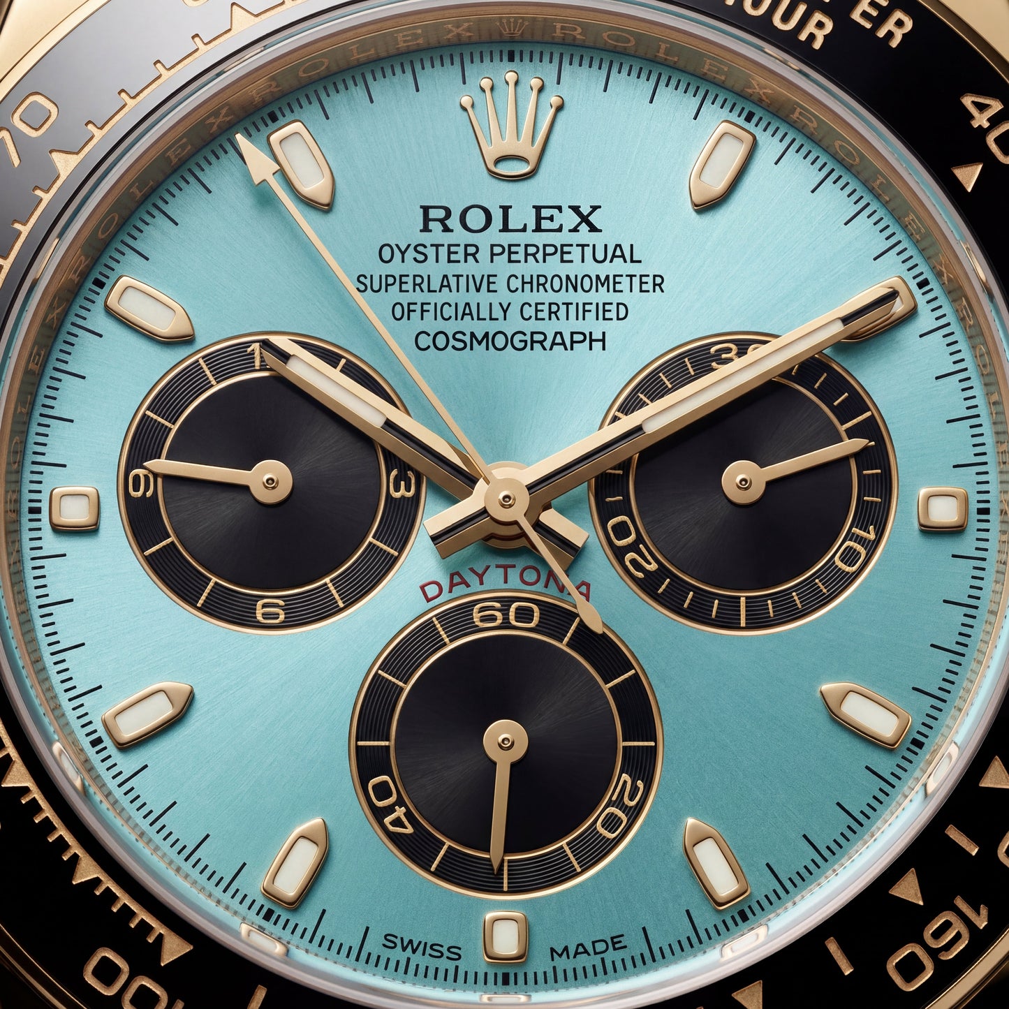 Turquoise Gold Chronograph Rubber Strap Men’s Watch