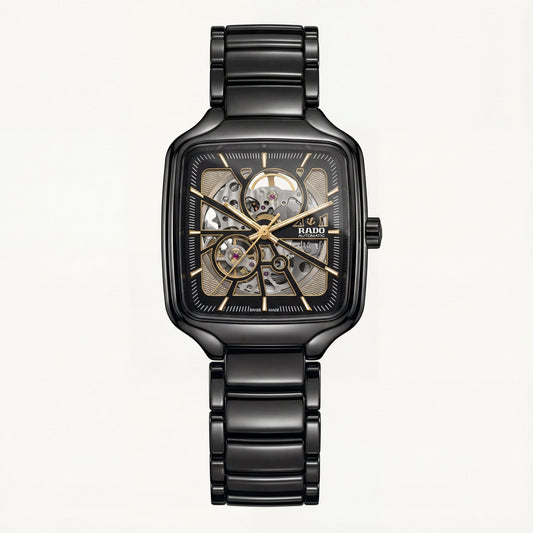 Black Gold Square Skeleton Automatic Men’s Watch