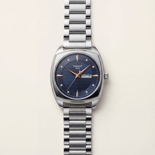 Navy Blue Diamond Index Day-Date Men’s Watch