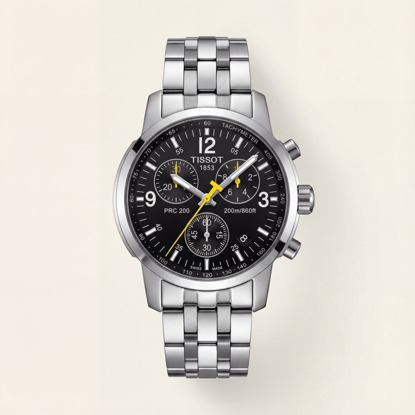 Men’s Premium Chronograph Stainless Steel Watch with Black Dial