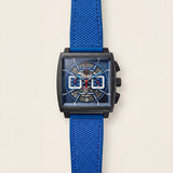 Square Skeleton Chronograph Watch with Blue Sport Strap
