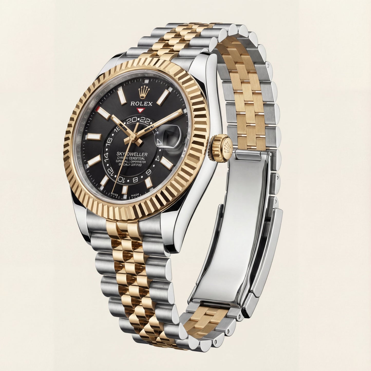 Premium Dual-Tone Luxury Watch with Black Dial