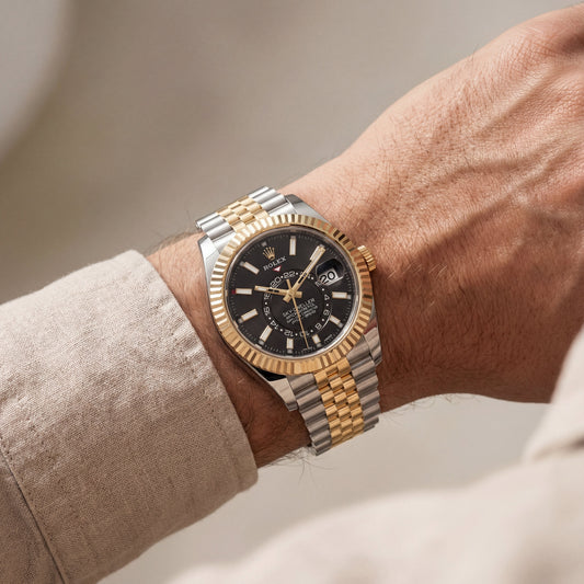 Premium Dual-Tone Luxury Watch with Black Dial