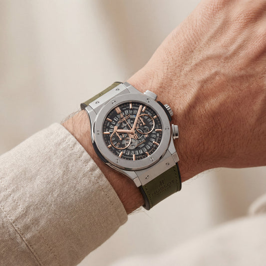 Green Skeleton Chronograph Watch – Premium Leather Strap Edition