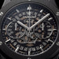 All-Black Skeleton Chronograph Watch – Stealth Edition