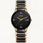 Black &amp; Gold Ceramic Round Watch – Diamond Marker Edition