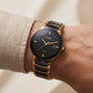 Black &amp; Gold Ceramic Round Watch – Diamond Marker Edition
