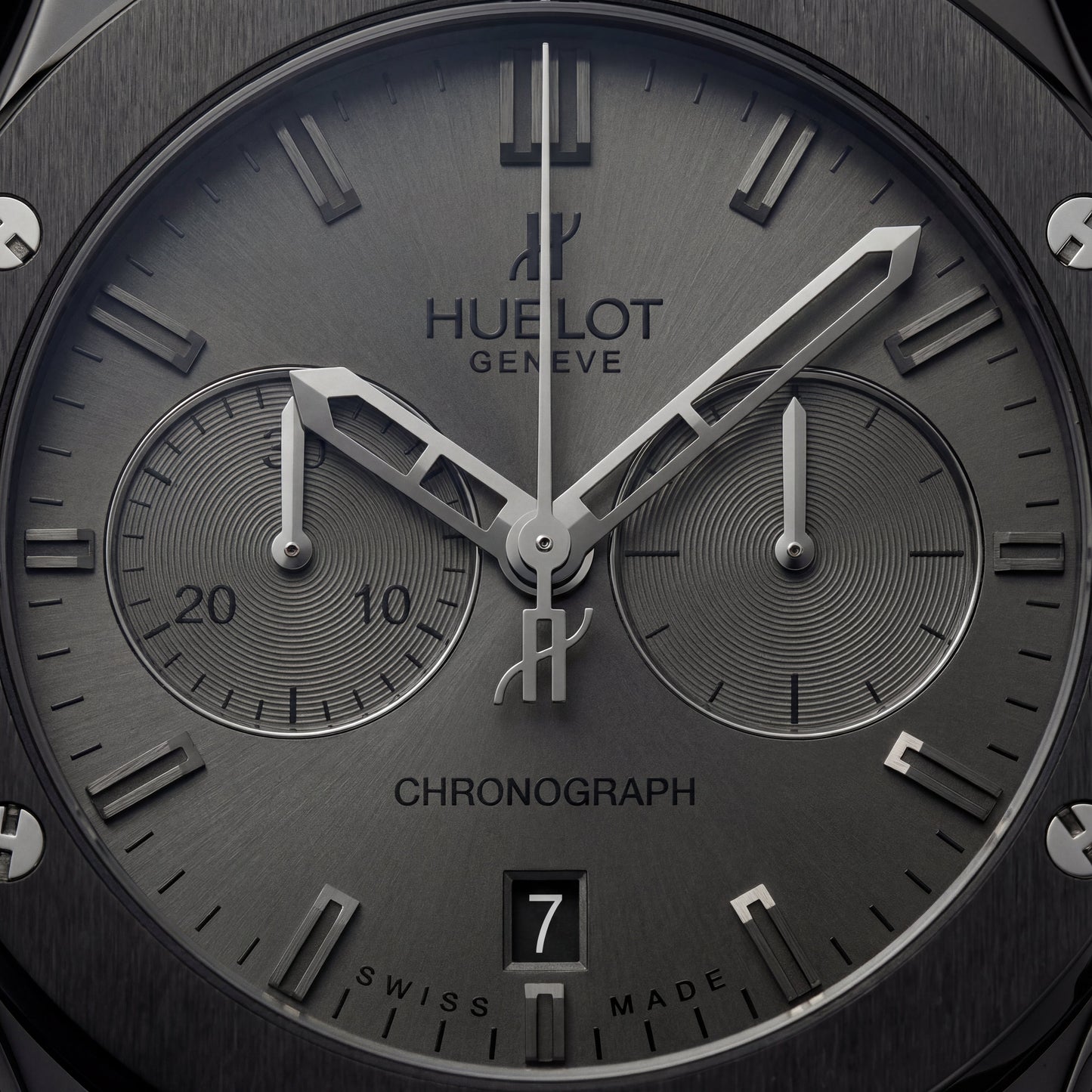 Matte Black Chronograph Watch – Grey Rubber Strap Edition