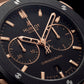 Rose Gold Chronograph Watch – Black Dial with Rubber Strap