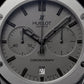 Steel Chronograph Watch – Grey Dial with Blue Leather Strap