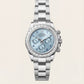 Ice Blue Diamond Bezel Chronograph Steel Watch – Luxury Racing Edition