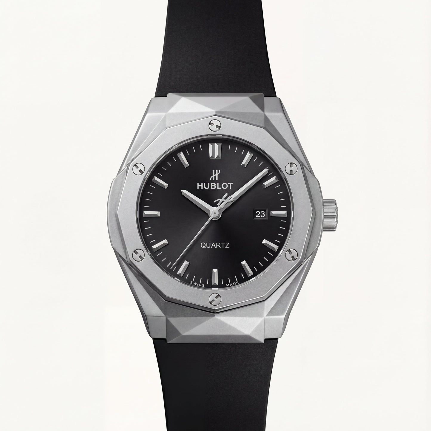 Fusion Octa Black Quartz Silver Sport Watch