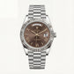 Centrix Chocolate Brown Day-Date Silver Watch