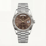 Centrix Chocolate Brown Day-Date Silver Watch