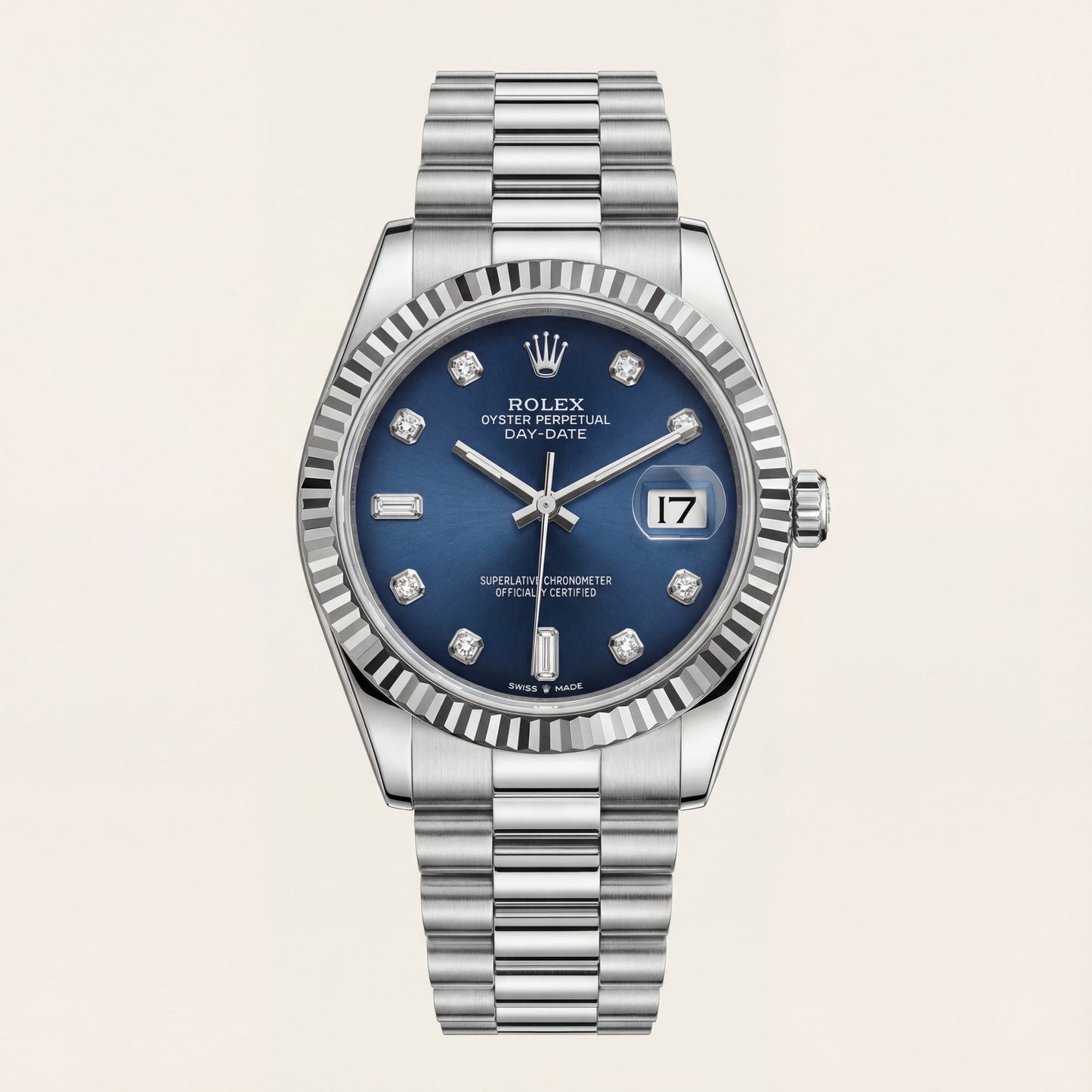 Centrix Midnight Blue Diamond Day-Date Silver Watch