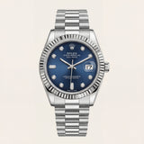 Centrix Midnight Blue Diamond Day-Date Silver Watch