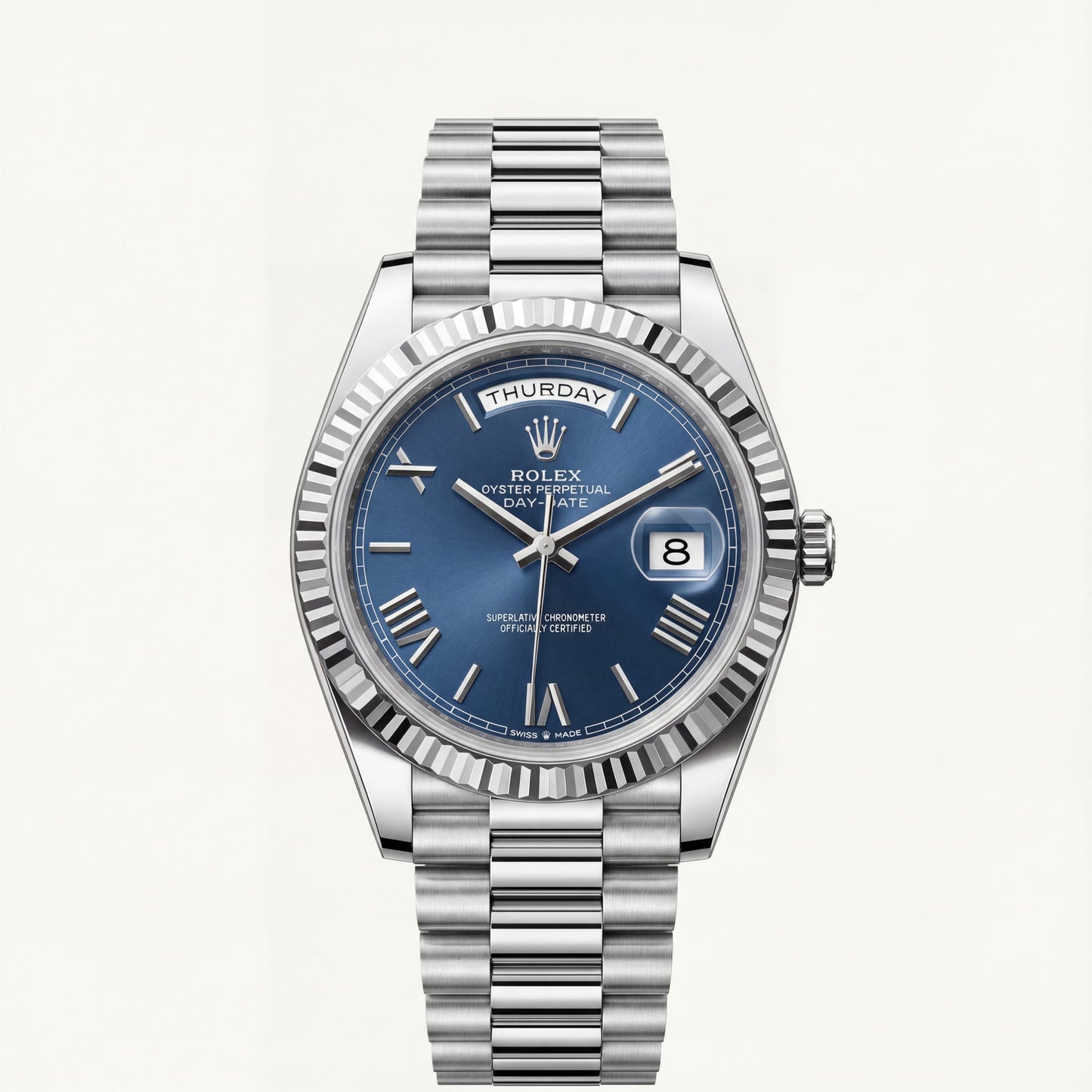 Centrix Royal Blue Day-Date Silver Watch