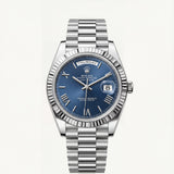 Centrix Royal Blue Day-Date Silver Watch
