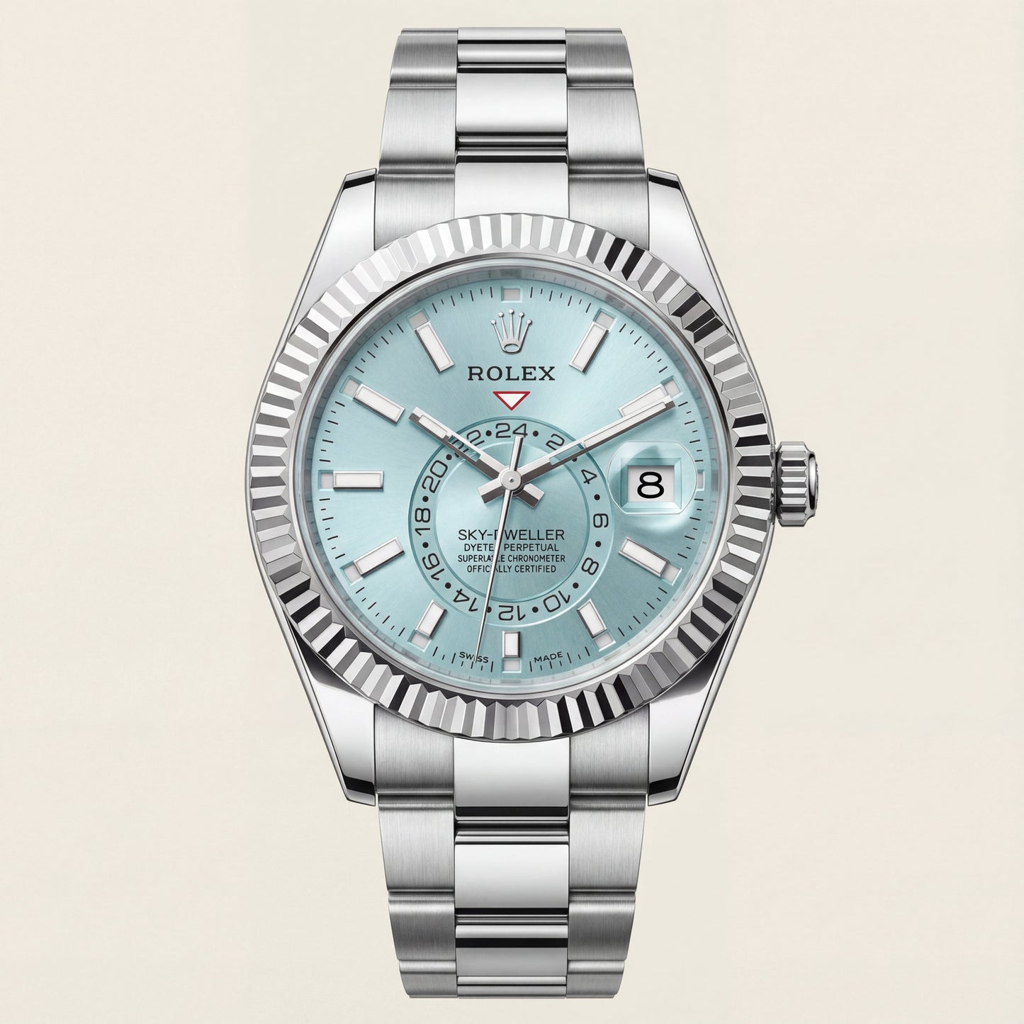 Centrix Ice Blue Dual-Time Silver Watch