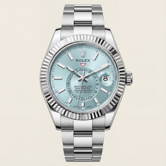 Centrix Ice Blue Dual-Time Silver Watch