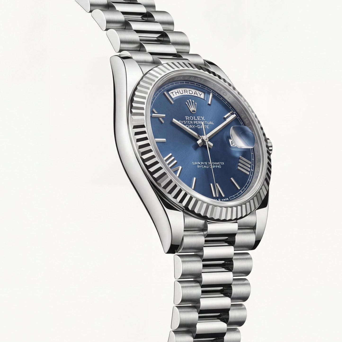 Centrix Royal Blue Day-Date Silver Watch