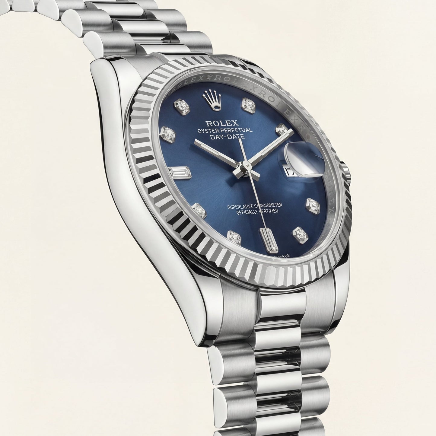 Centrix Midnight Blue Diamond Day-Date Silver Watch