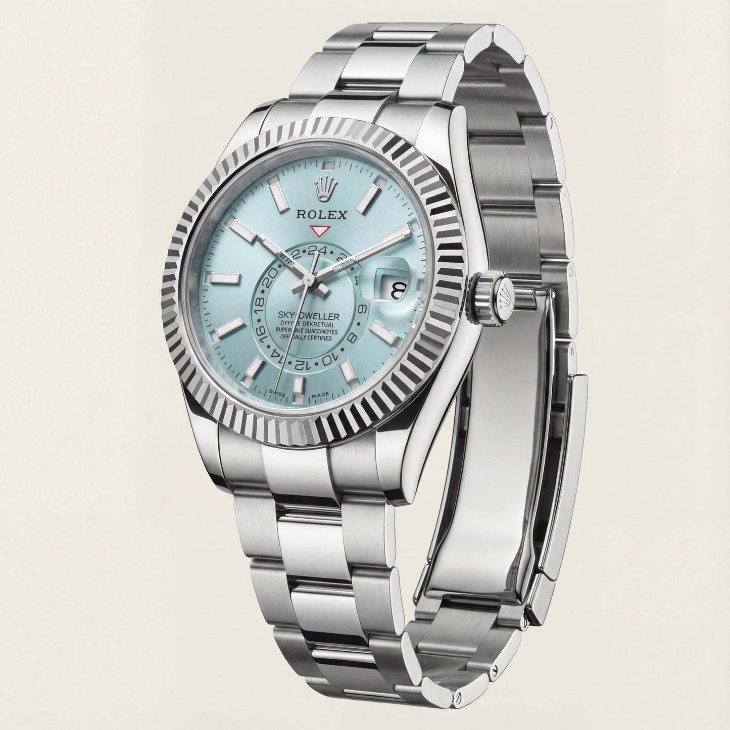 Centrix Ice Blue Dual-Time Silver Watch