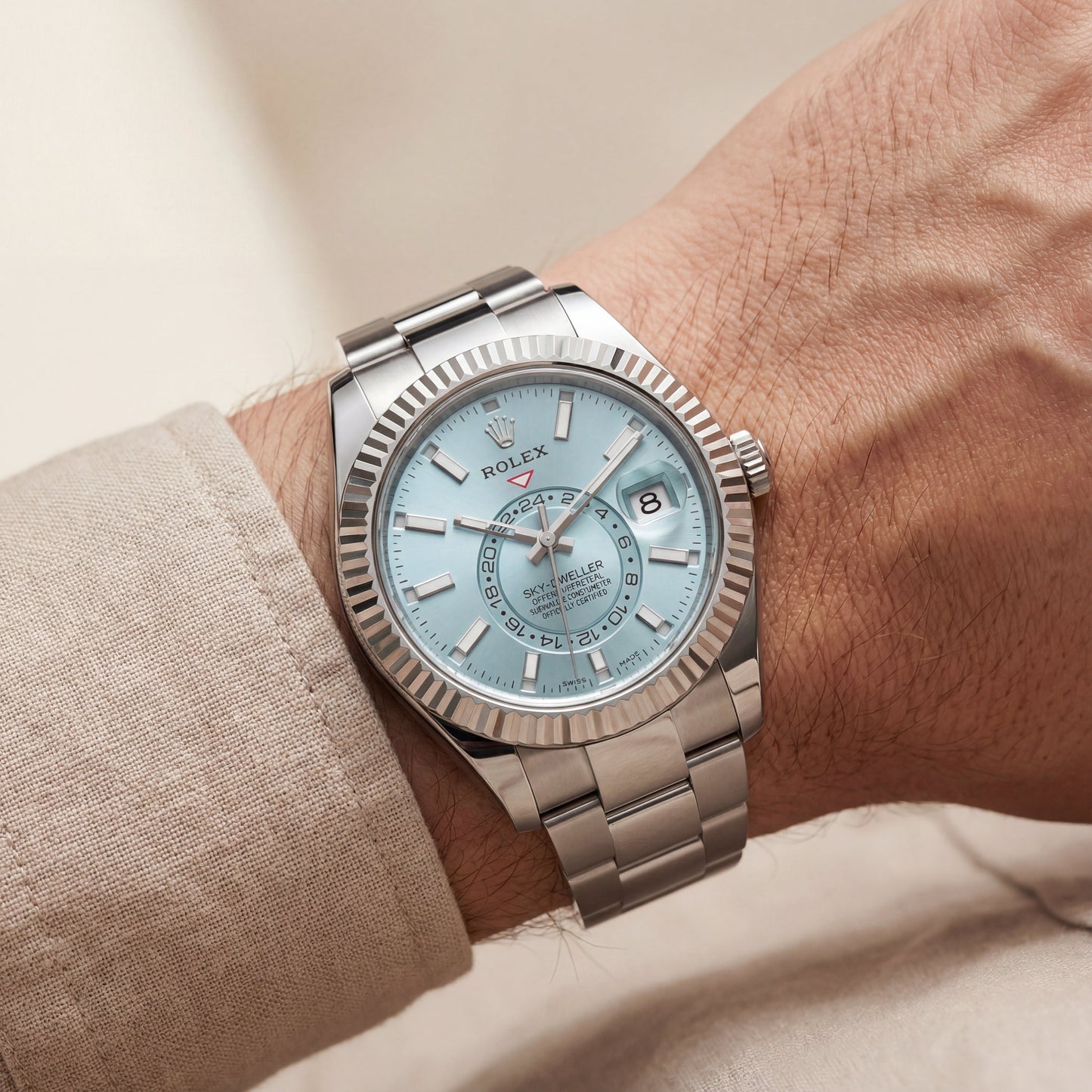 Centrix Ice Blue Dual-Time Silver Watch