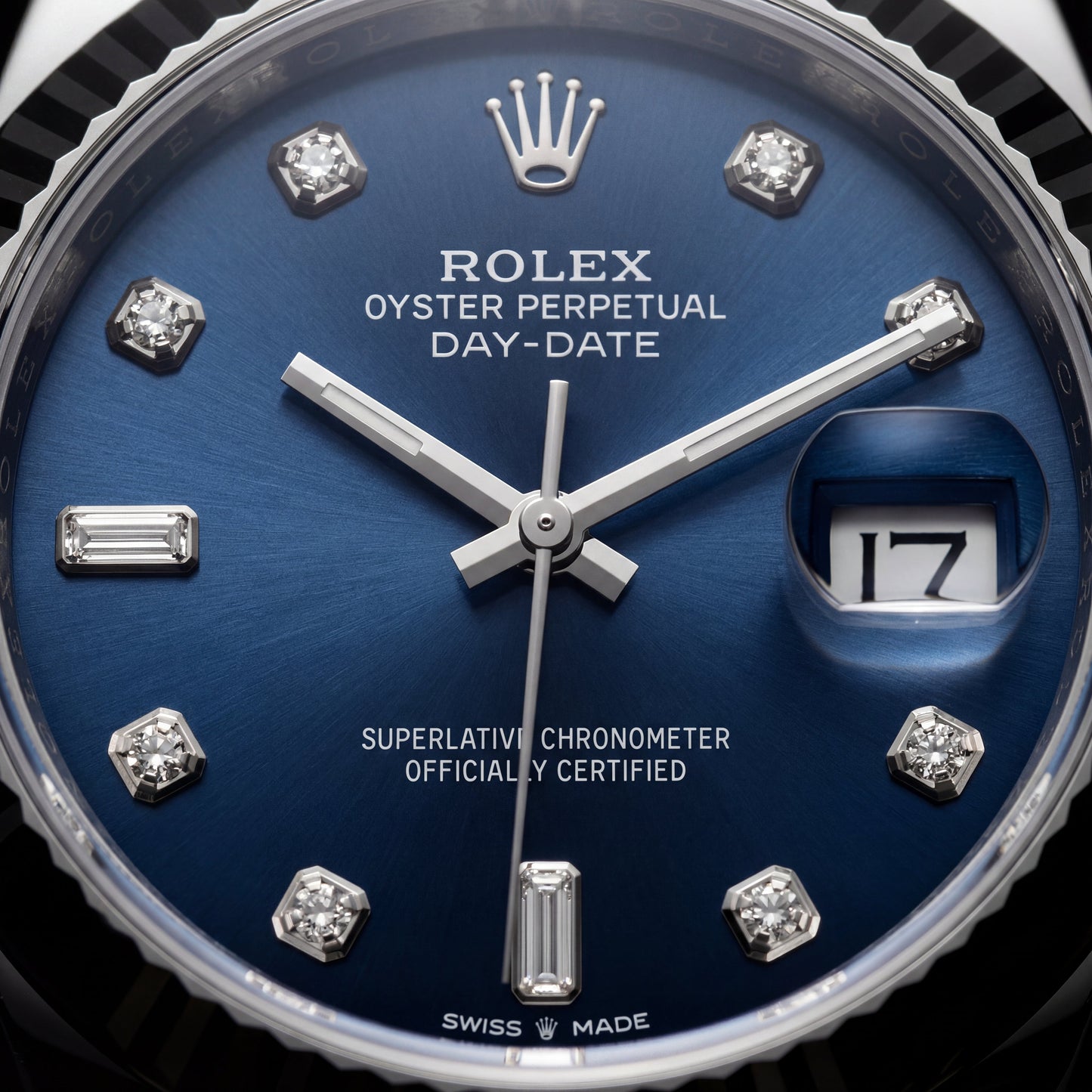 Centrix Midnight Blue Diamond Day-Date Silver Watch