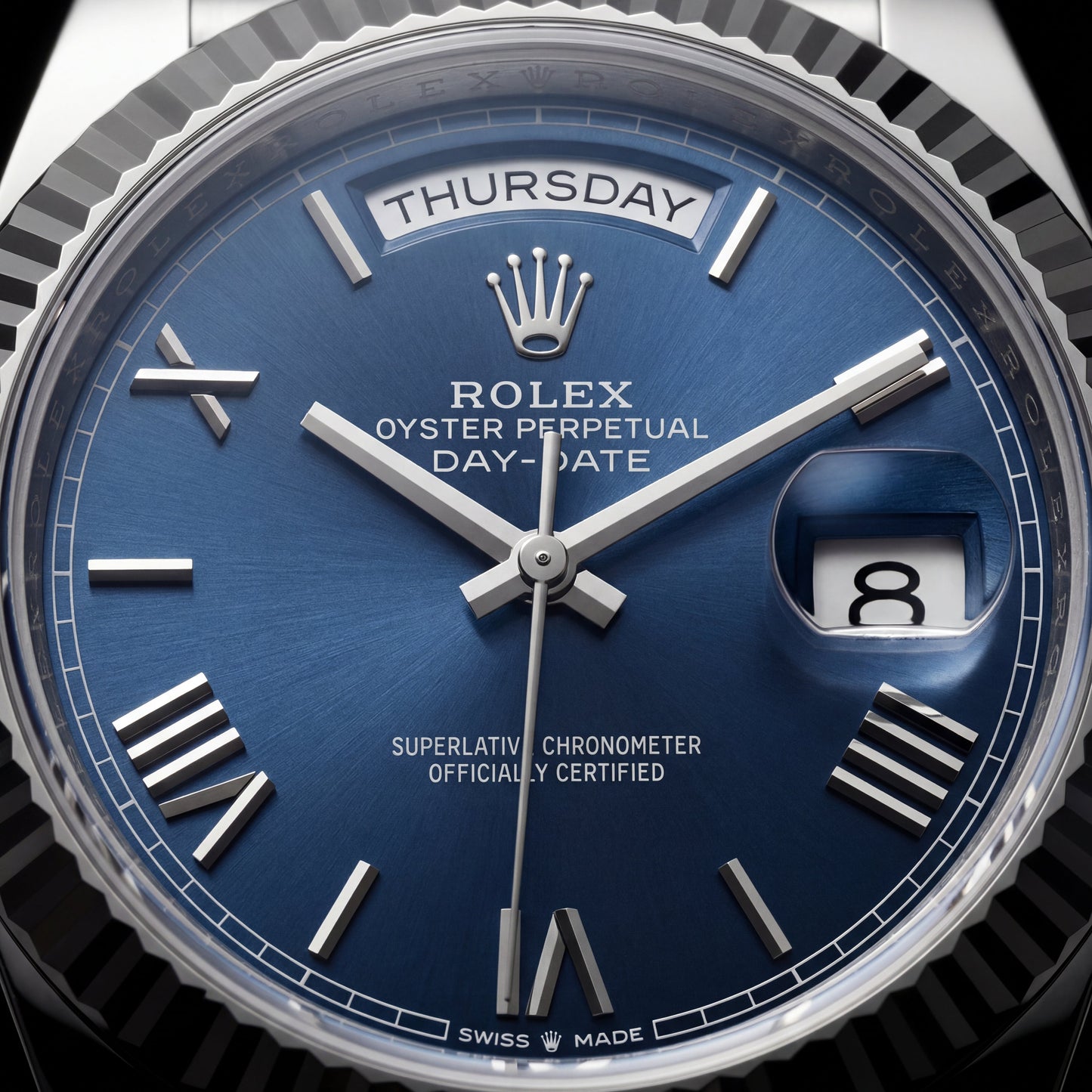 Centrix Royal Blue Day-Date Silver Watch