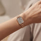 Rose Gold Rectangular Grey Sunray Dial Mesh Strap Watch
