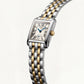 Two-Tone Rectangular Silver Dial Roman Numeral Steel Bracelet Watch – Women
