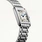 Classic Rectangular Silver Dial Roman Numeral Steel Bracelet Watch – Women