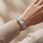 Classic Rectangular Silver Dial Roman Numeral Steel Bracelet Watch – Women