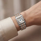 Diamond-Set Two-Tone Rectangular Roman Dial Steel Bracelet Watch – Women