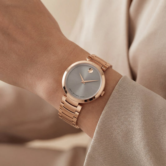 Rose Gold Minimalist Dot Dial Luxury Bracelet Watch – Women