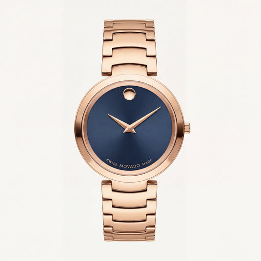 Rose Gold Minimalist Blue Sunray Dial Luxury Bracelet Watch – Women