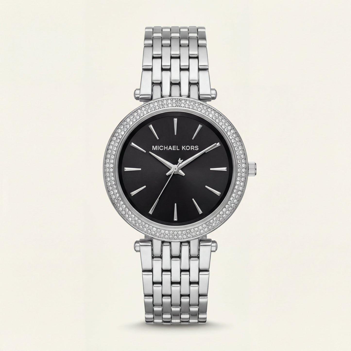Stainless Steel Crystal Bezel Black Dial Luxury Bracelet Watch – Women