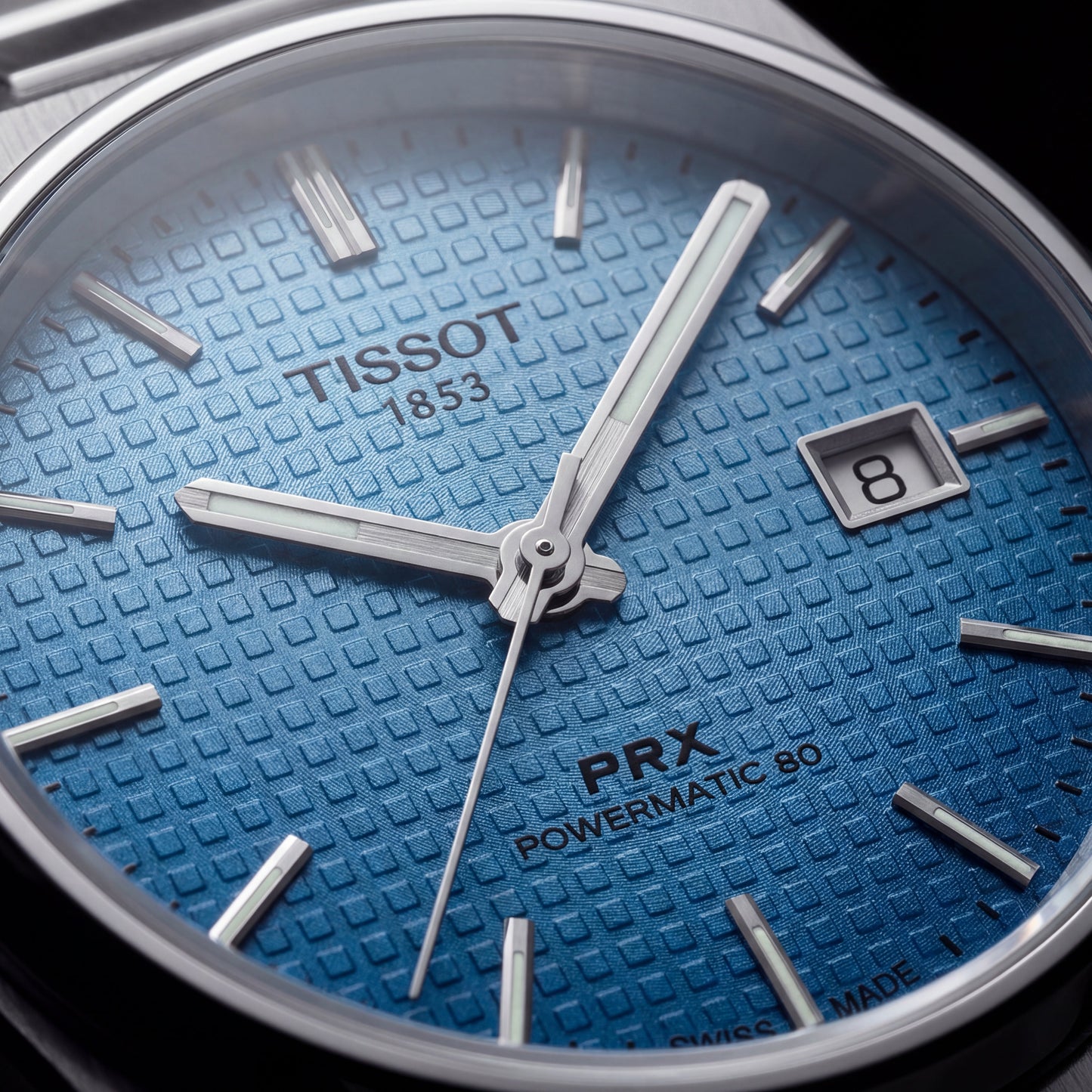 Steel Blue Textured Dial Integrated Bracelet Luxury Watch – Men