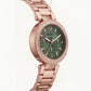 Rose Gold Crystal Bezel Green Chronograph Luxury Bracelet Watch – Women