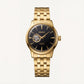 Gold Stainless Steel Automatic Open-Heart Dial Luxury Mechanical Bracelet Watch – Men
