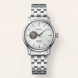 Silver Stainless Steel Case Silver Sunburst Dial Open-Heart Automatic Luxury Bracelet Watch – Men