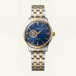 Two-Tone Gold & Silver Stainless Steel Case Blue Sunburst Dial Open-Heart Automatic Luxury Bracelet Watch – Men