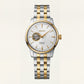 Two-Tone Gold & Silver Stainless Steel Case White Sunburst Dial Open-Heart Automatic Luxury Bracelet Watch – Men