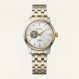 Two-Tone Gold & Silver Stainless Steel Case White Sunburst Dial Open-Heart Automatic Luxury Bracelet Watch – Men