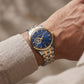 Two-Tone Gold & Silver Stainless Steel Case Blue Sunburst Dial Open-Heart Automatic Luxury Bracelet Watch – Men