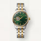 Two-Tone Gold & Silver Stainless Steel Case Emerald Green Sunburst Dial Open-Heart Automatic Luxury Bracelet Watch – Men