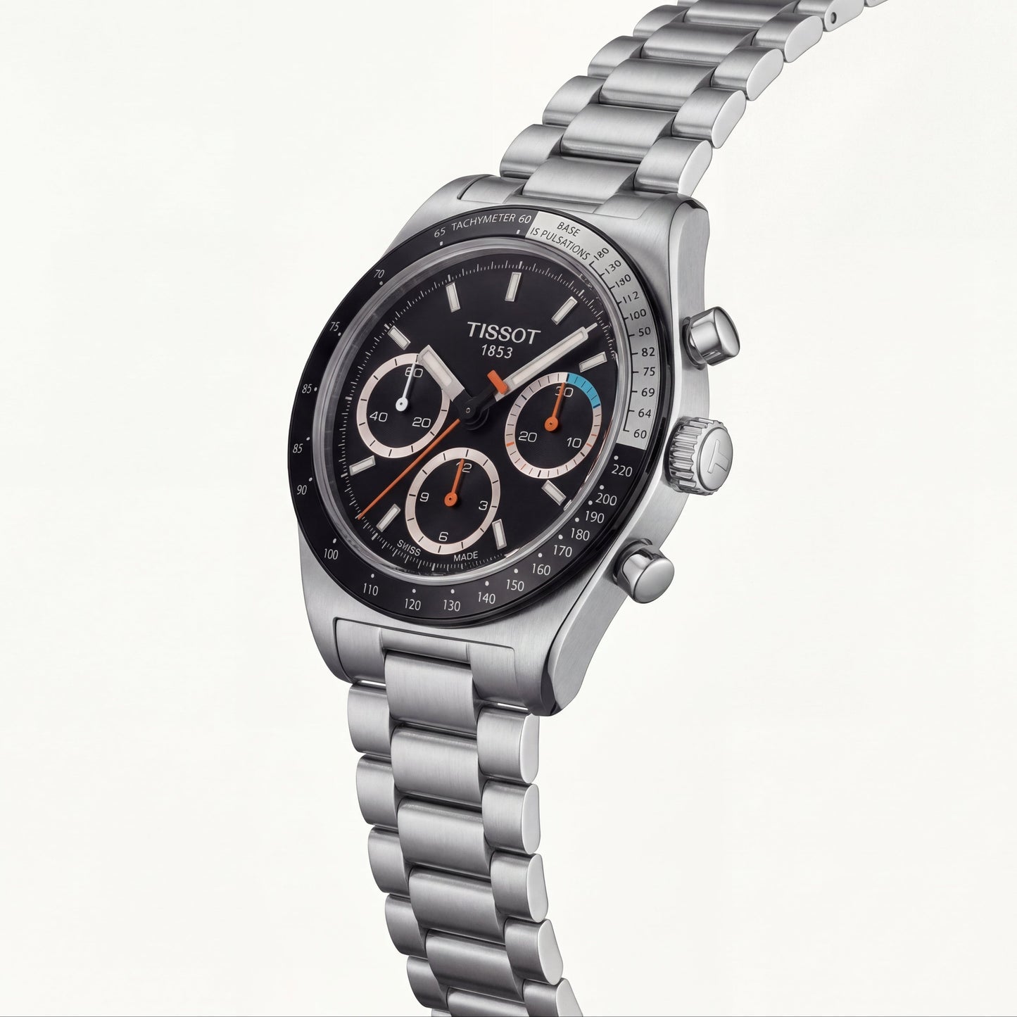Luxury Stainless Steel Chronograph Tachymeter Black Dial Sport Bracelet Watch – Men